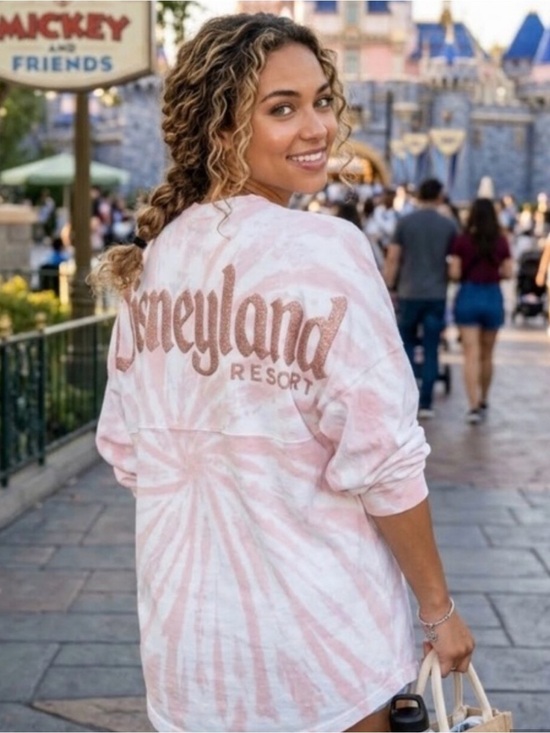 Disneyland Resort Sweaters - Disney Parks Disneyland Resort Pink Tie-Dye Briar Rose Gold Spirit Jersey